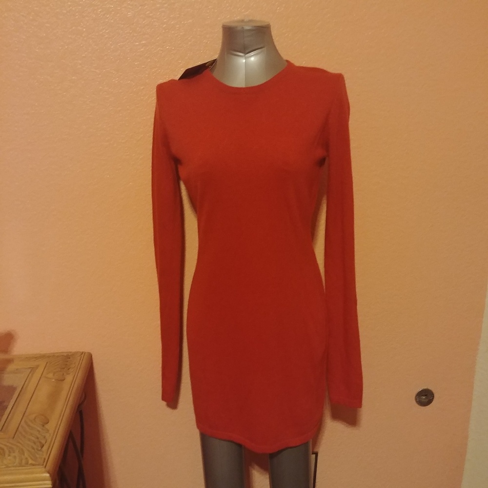 Orange/Red Long Sleeve Sweater Dress